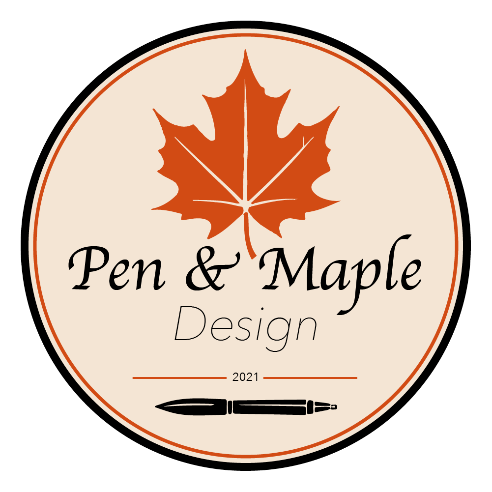 Pen and maple logo